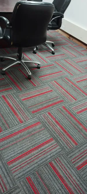 Red and Grey Square Floor Carpets for Office Flooring