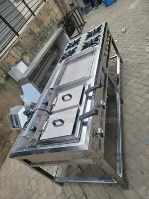 Combined Cooking Unit 4 Burner Gas Cooker Double Deep Fryer, Griddle