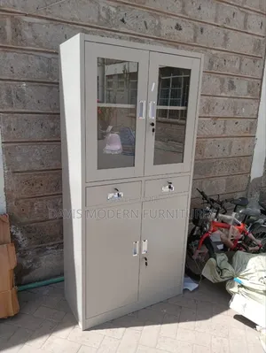 Metal Storage Cabinet With Glass Upper Door