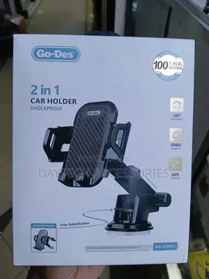 Go Des Gd-Hd693 2-in-1 Car Phone Holder With Extendable Suction Cup.
