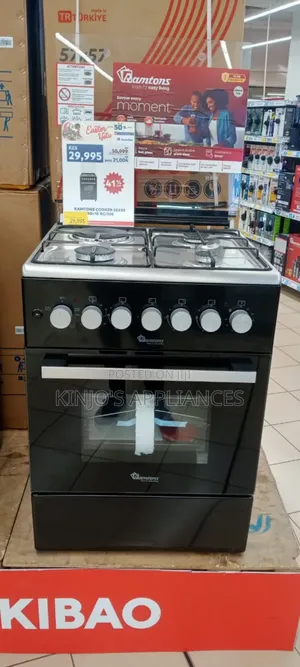 Ramtons Standing Cooker 60*60cm. 3g+1e . Electric Oven. (Black)