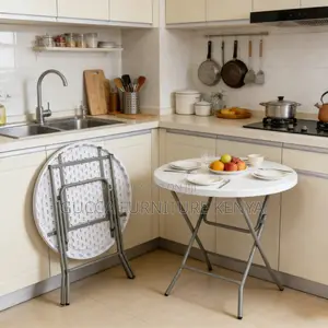 Home Office White Round Plastic Dining Table