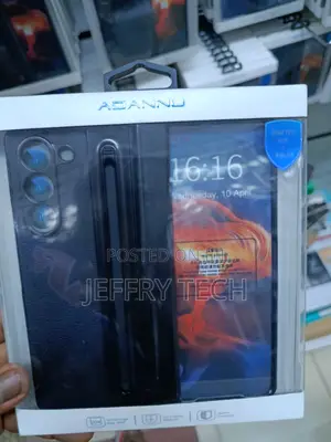 Zrist Leather Case With Pen Slot for Samsung Galaxy Z Fold 5-Black