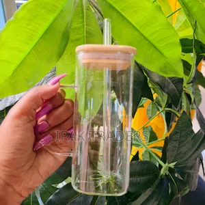 *Transparent Borosilicate Tumbler With Bamboo Lid* *Capacity* 500ml