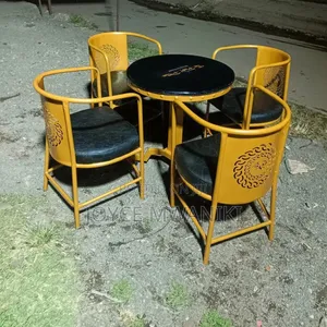 Modern Restaurant or Hotel Set, Powder Coated Chairs and Table