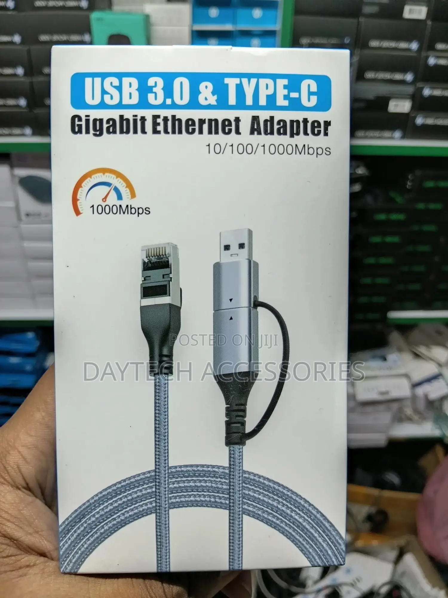 2 in 1 Usb a/Usb C to Ethernet Cable 6.6ft 1.8m