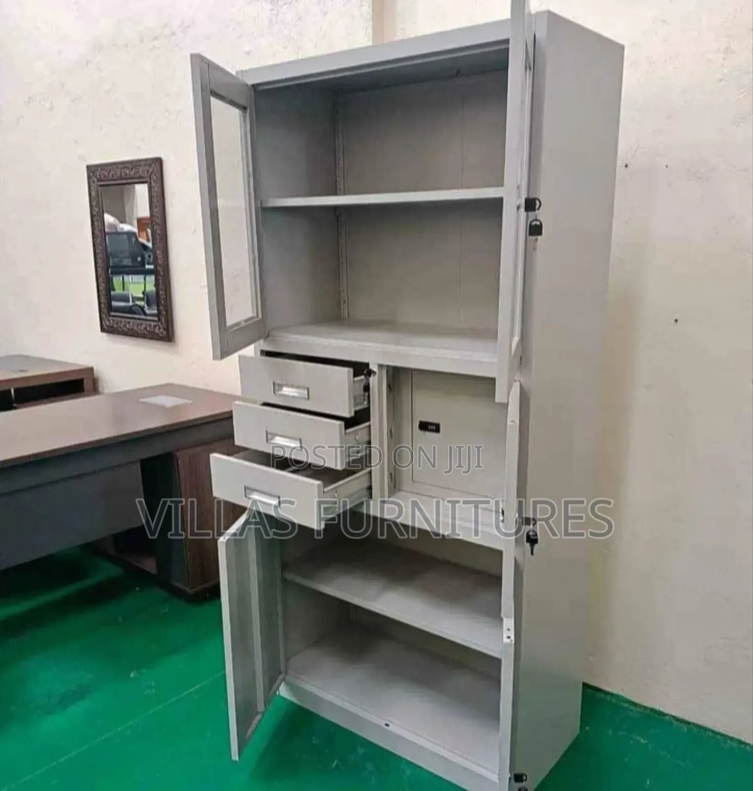 Glass Fronted Cabinet With Mini Safe