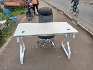 All White Metallic Stand Table and Chairs