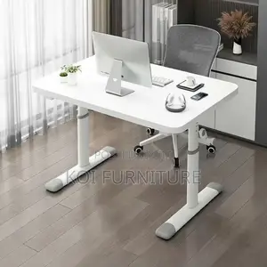 Office Desk : White Adjustable Manual Office Table 1200mm