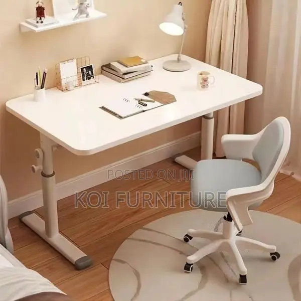 Office Desk : White Adjustable Manual Office Table 1200mm