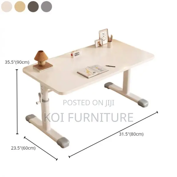 Office Desk : White Adjustable Manual Office Table 1200mm