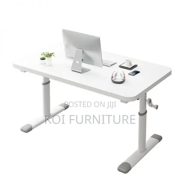Office Desk : White Adjustable Manual Office Table 1200mm