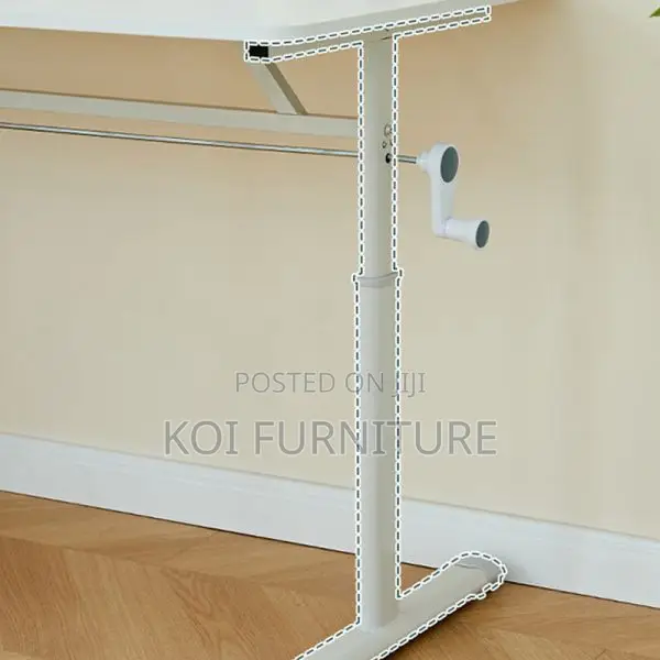 Office Desk : White Adjustable Manual Office Table 1200mm