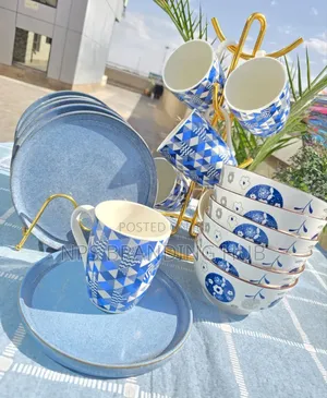 18pcs Ceramic Dinner Set 6side Plates. 6bowls 6cups. Sen