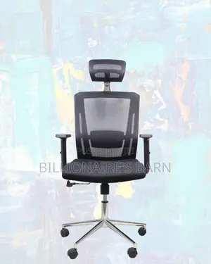 Black Mesh Office Chair Ergonomic Headrest With Chrome Base Adjustable