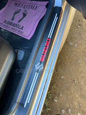 Car Fitted With Styling Door Sill Stickers Carbon Fiber