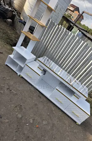 Tv Stand With Led Lights and Inbuilt Flower Decor Stand