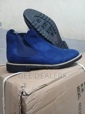 Blue Men Chelsea Boots,Suede Men Boots