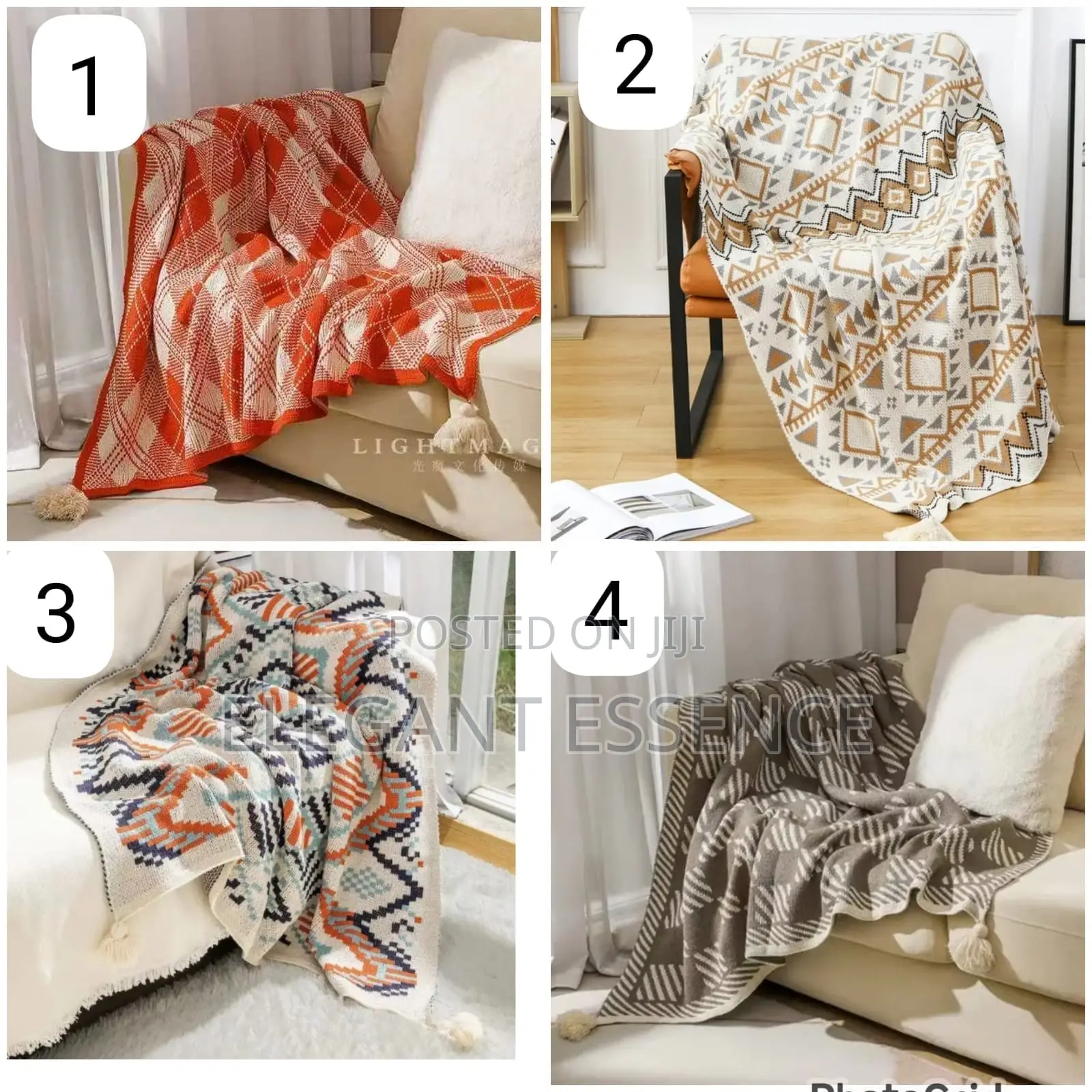 Nordic Bohemian Knitted Throw Blankets With Tassels