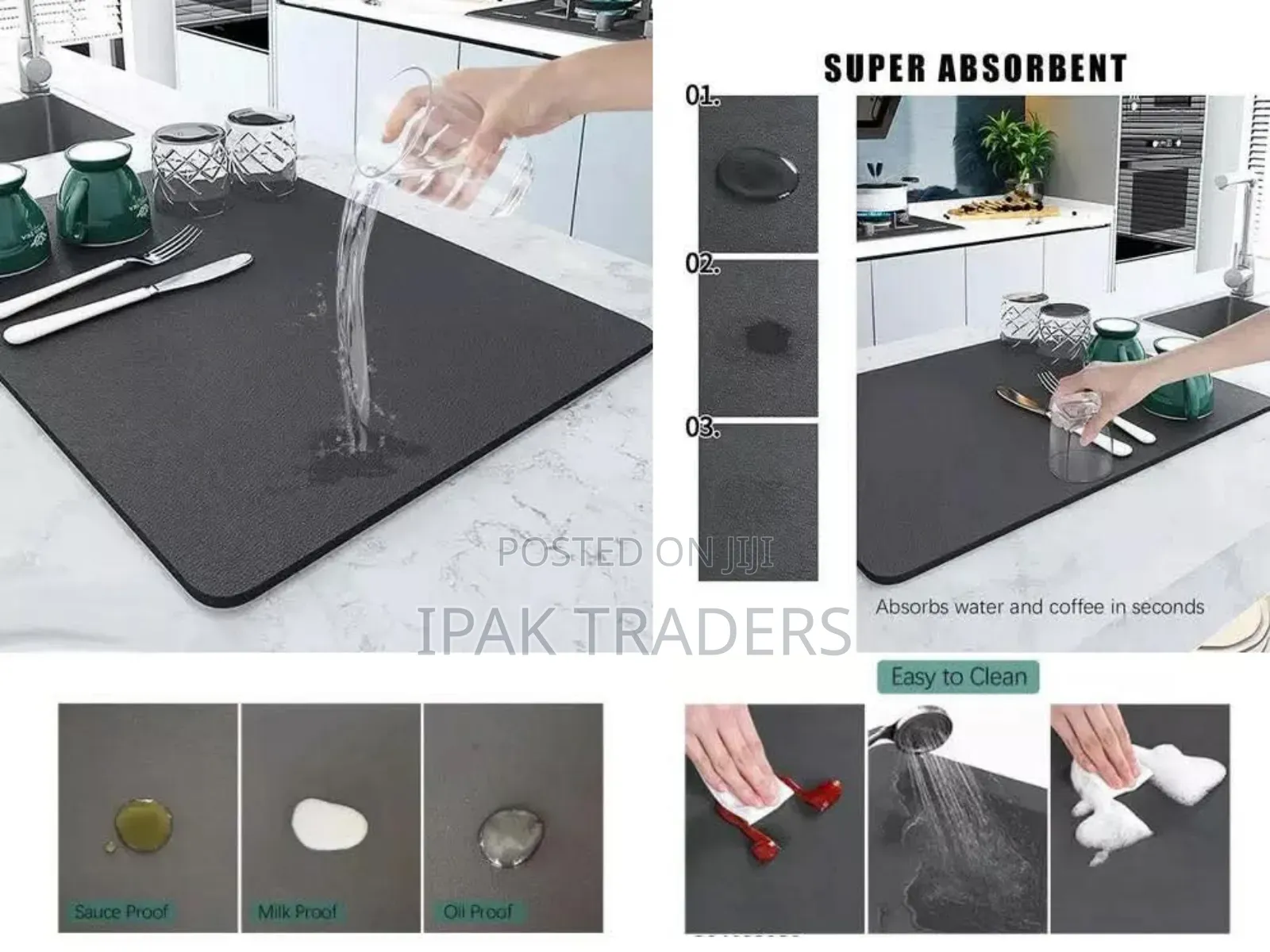 *Super Absorbent Nonslip Drain Dish Drying Mat Size: 40*50 Cm