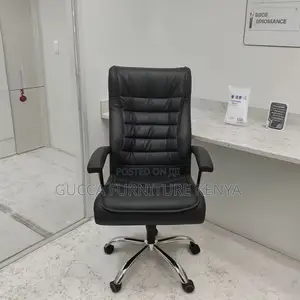 Adjustable Black Leather Staff Desk Chair