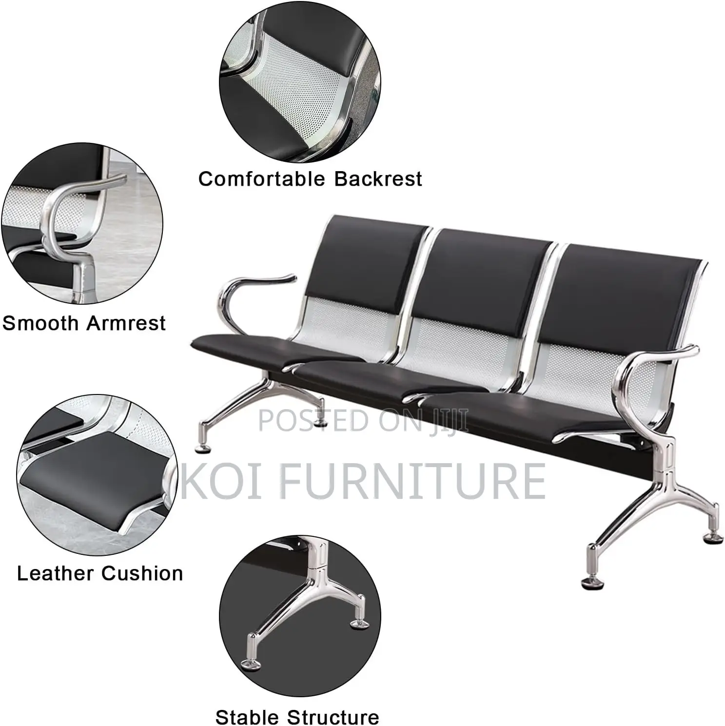 Office Bench; Comfortable Three Seaters Office Reception Stable Bench
