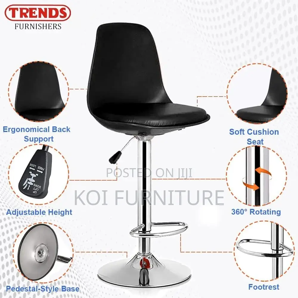 Barstools; Upholstered Leather 360 Swivel Barstools