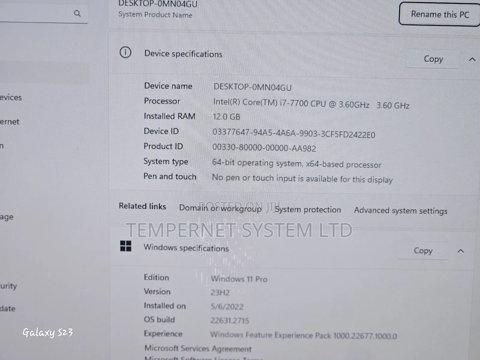 Desktop Computer Asus 16GB Intel Core i7 SSHD+SSD 512GB