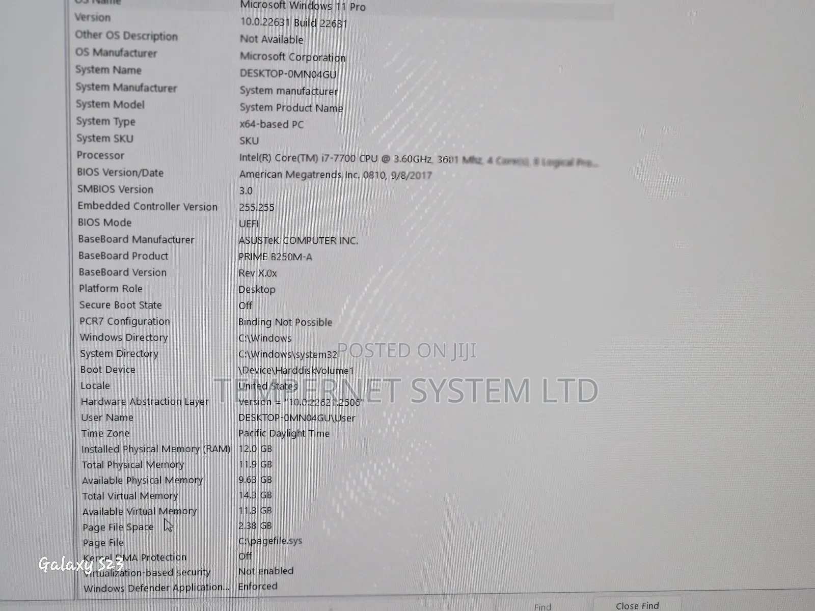 Desktop Computer Asus 16GB Intel Core i7 SSHD+SSD 512GB