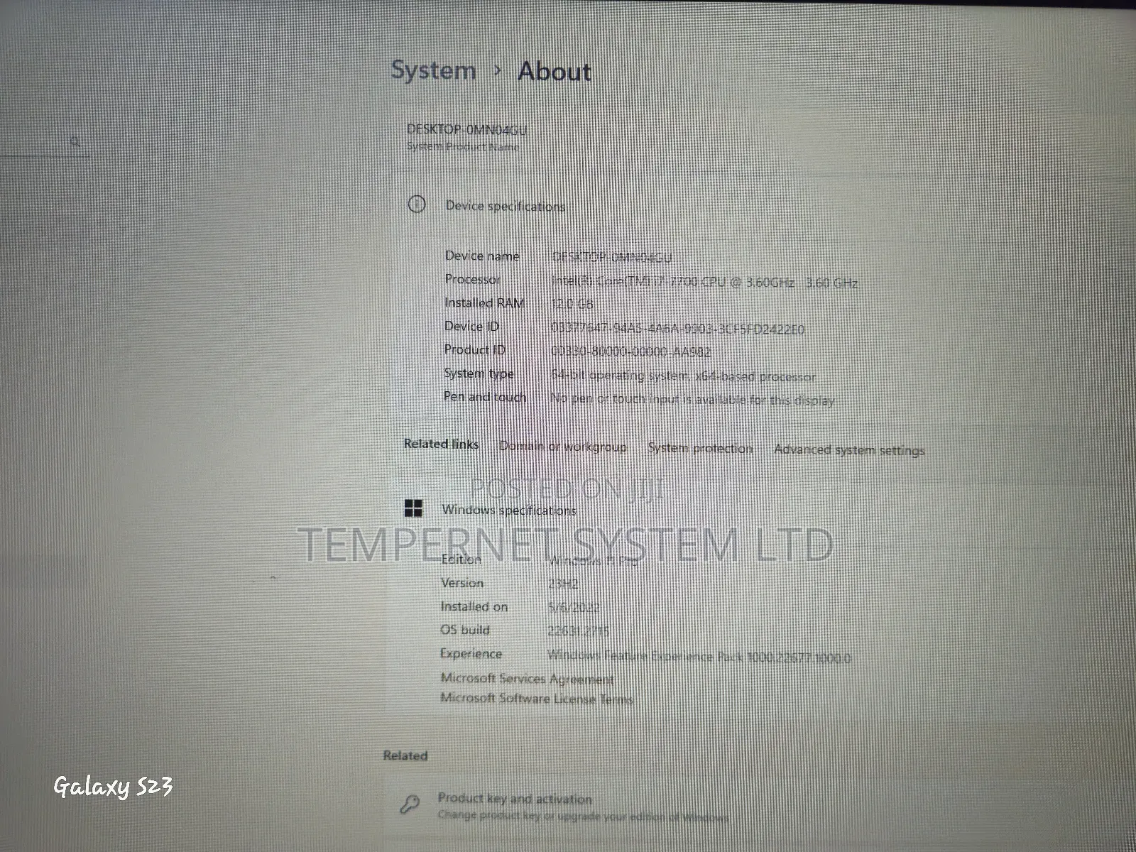 Desktop Computer Asus 16GB Intel Core i7 SSHD+SSD 512GB