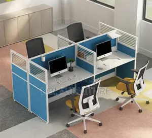 Workstations; Blue Four Users MDF Made Executive Partioned Workstation