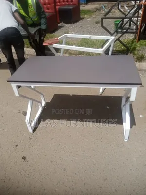 Grey Top MDF and White Paint 1.2m Metallic Study Table