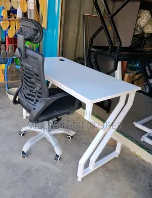 Metallic Study Table and Headrest -Modern Work Study Desk