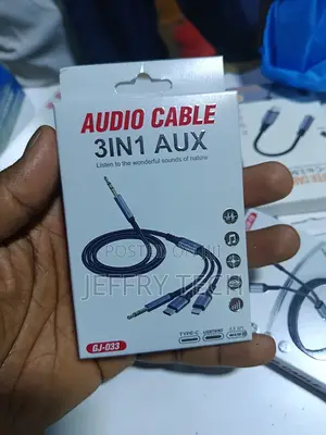 3-in-1 Auxiliary Audio Cable Featuring Type-C, Lightning, and 3.5mm
