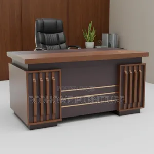 Executive Desk 140cm Brown Wood With Drawers for Offic