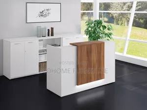 120cm White Reception Desk