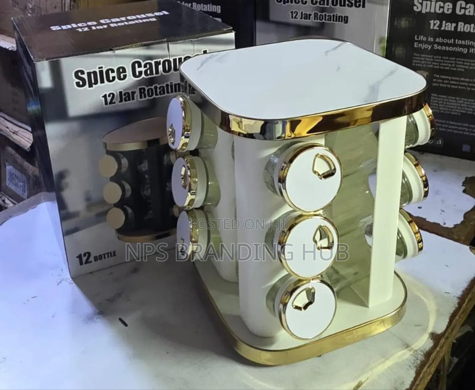 12 PCS Rotatable Marble White Spice Rack Ph.N
