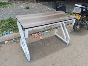 American Wallnat MDF Top and White Frame Desk