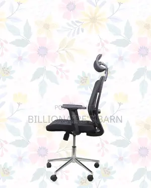 Black Mesh Office Chair Ergonomic Headrest With Chrome Base Solution