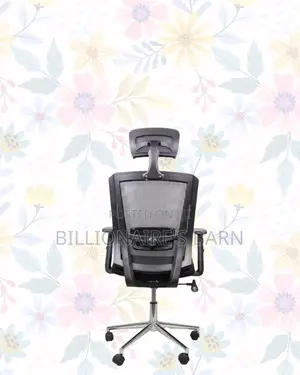 Black Mesh Office Chair Ergonomic Headrest With Chrome Base Solution