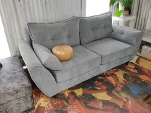 Grey Tufted 3 Seater Sofa.