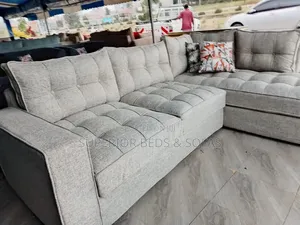 Grey Fabric Corner Sofa (L-Shaped 5 Seater)
