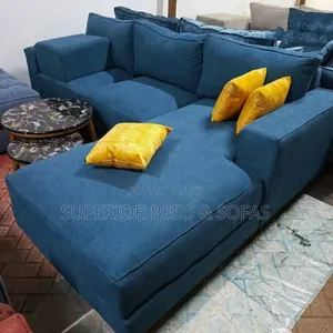 5 Seater Blue Lounge L-Shape Sofa