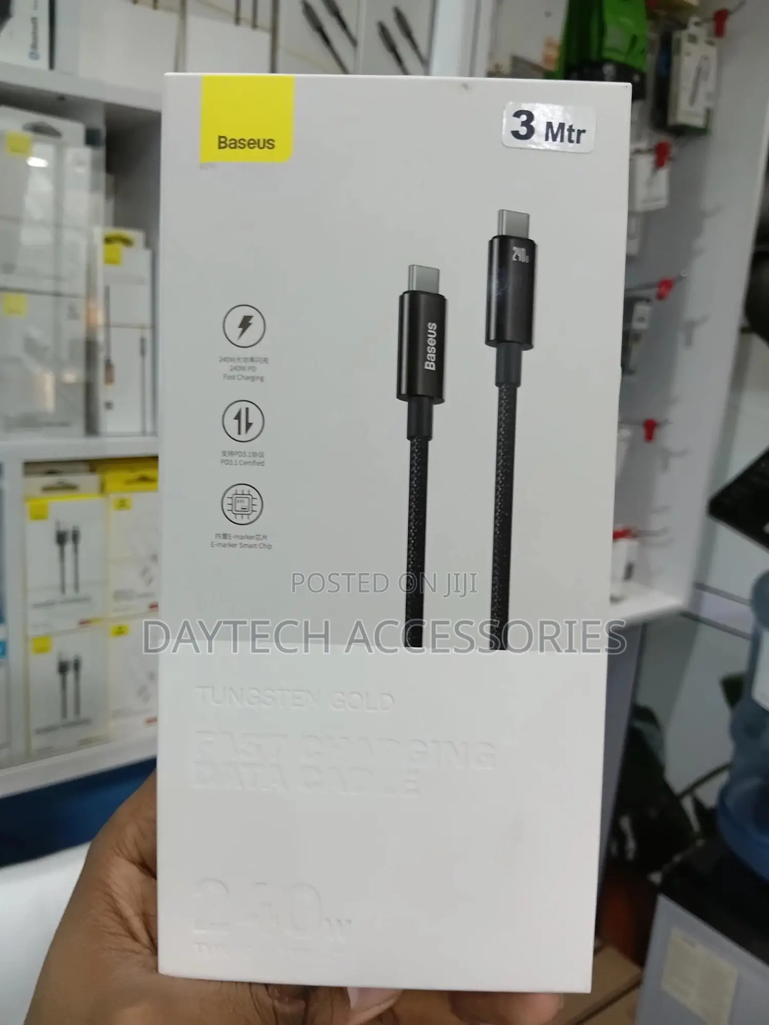 Baseus Tungsten Gold 240w 1m Usb-C to Usb-C Cable (Black)