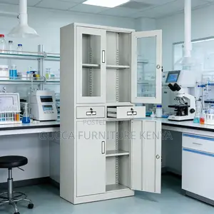 2-Door Half Glass Display Filling Steel Cabinet