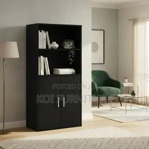 Office Cabinets; Wooden Storage Cabinet With Open and Lockable Shelves