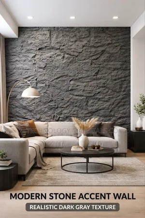 Modern Dark Grey Pu Stone Panel–3d Decorative Interior Wall Cladding