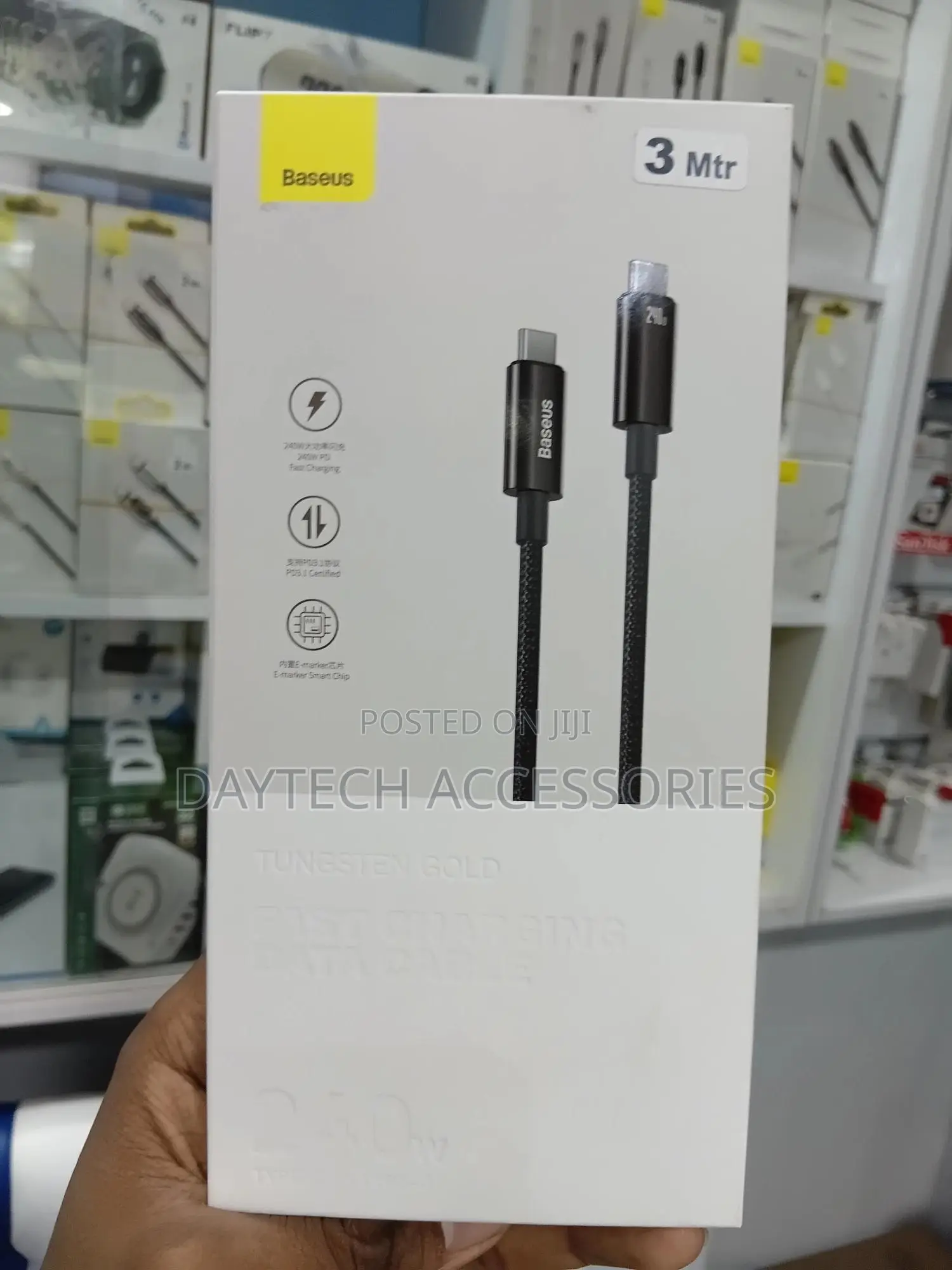 Baseus Tungsten Gold 240w 1m Usb-C to Usb-C Cable (Black)