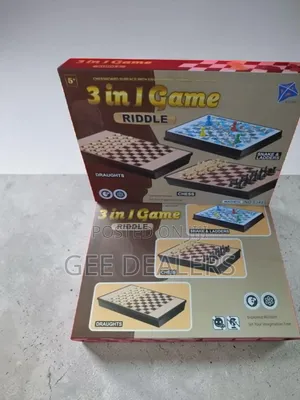 3 in 1 Riddle Game,Chess, Draught, Snake and Ladders Game