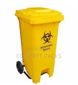 Yellow Biohazard 100l Pedal Bin With Wheels.